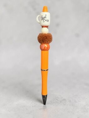 Girl Boss Beaded Pen | Orange Handmade Decorative Ink Pen